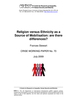 Religion Versus Ethnicity As a Source of Mobilisation: Are There Differences?