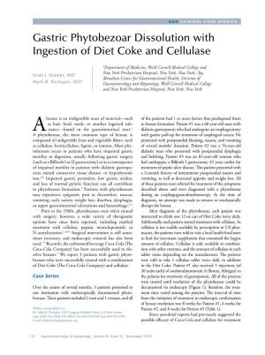 Gastric Phytobezoar Dissolution with Ingestion of Diet Coke and Cellulase