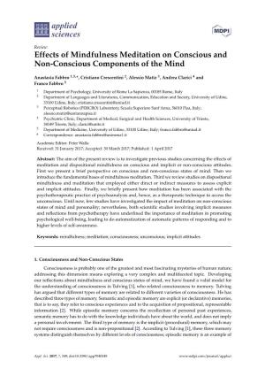 Effects of Mindfulness Meditation on Conscious and Non-Conscious Components of the Mind