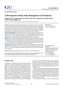 A Retrospective Study of the Management of Vulvodynia