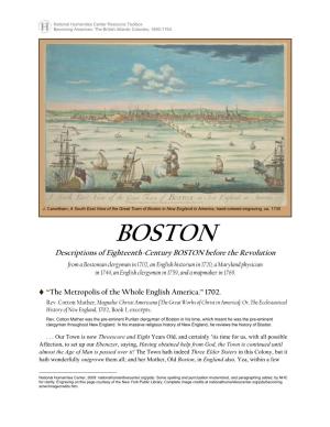 Boston in New England in America, Hand-Colored Engraving, Ca