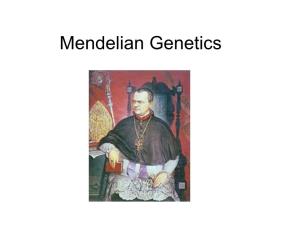 Mendelian Genetics the Laws of Inheritance Were Derived by Gregor Mendel, a 19Th Century Monk Conducting Hybridization Experiments in Garden Peas (Pisum Sativum)