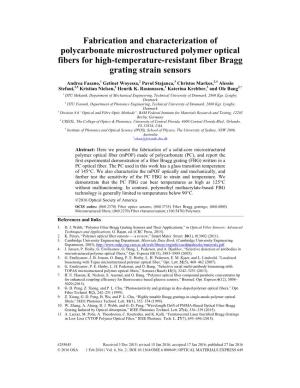 Fabrication and Characterization of Polycarbonate Microstructured Polymer Optical Fibers for High-Temperature-Resistant Fiber Bragg Grating Strain Sensors
