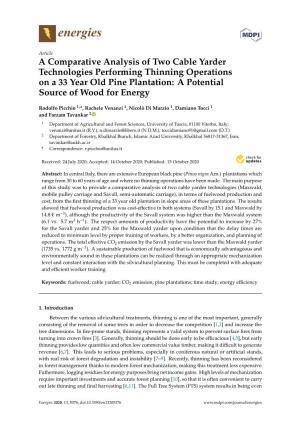 A Comparative Analysis of Two Cable Yarder Technologies Performing Thinning Operations on a 33 Year Old Pine Plantation: a Potential Source of Wood for Energy