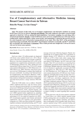 RESEARCH ARTICLE Use of Complementary and Alternative