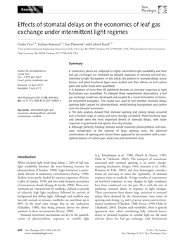 Effects of Stomatal Delays on the Economics of Leaf Gas Exchange Under Intermittent Light Regimes