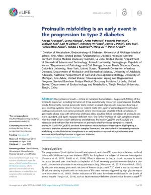 Proinsulin Misfolding Is an Early Event in the Progression to Type 2 Diabetes