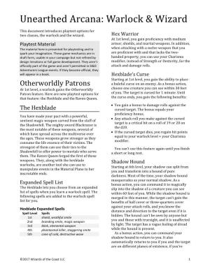 Unearthed Arcana: Warlock & Wizard