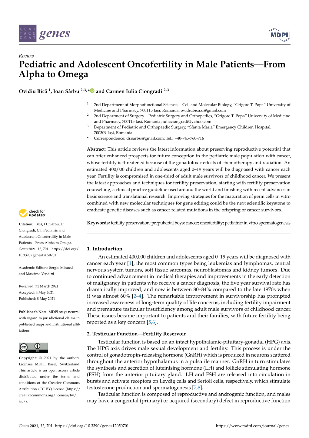 Pediatric and Adolescent Oncofertility in Male Patients—From Alpha to Omega