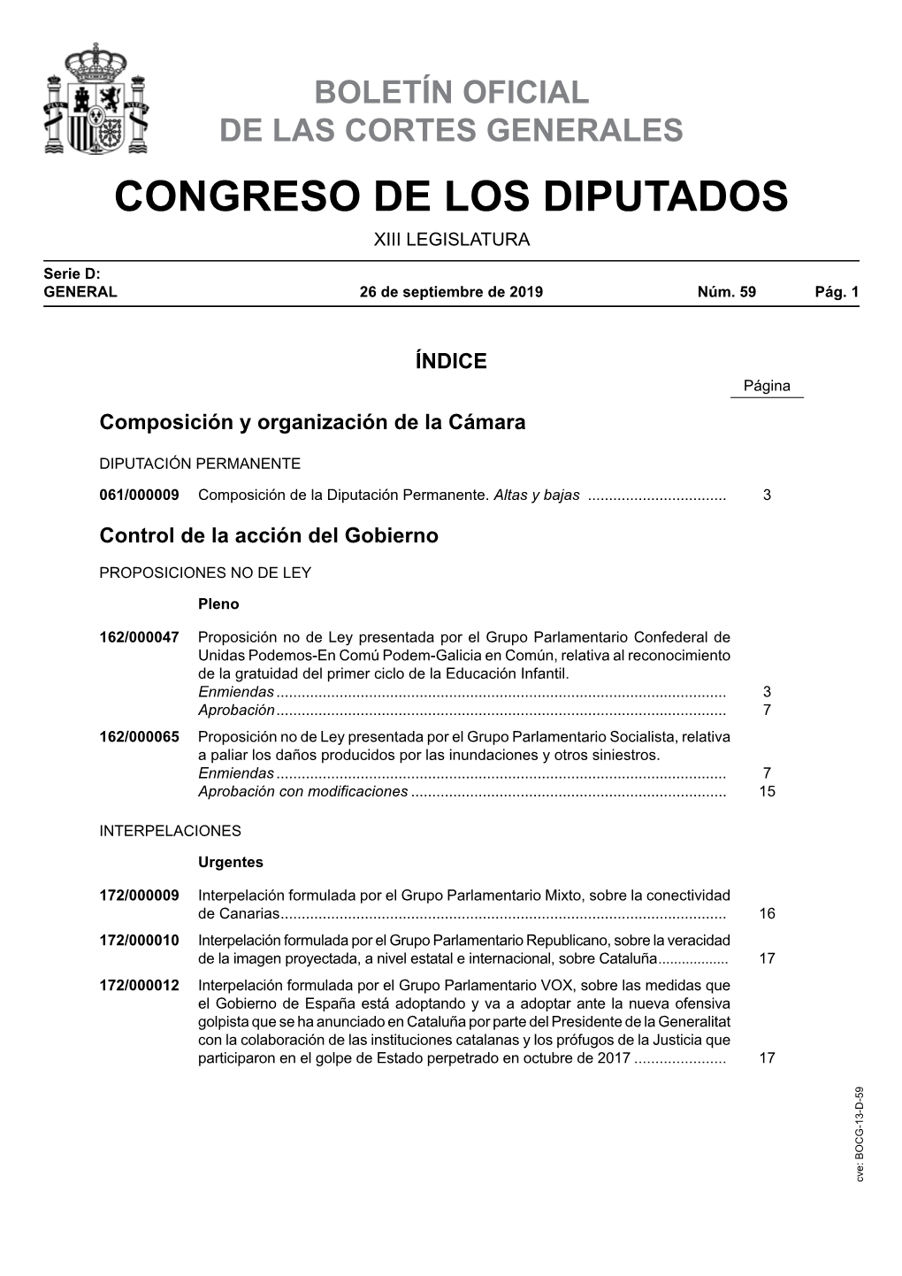 Boletín Oficial De Las Cortes Generales Congreso De Los Diputados Xiii Legislatura