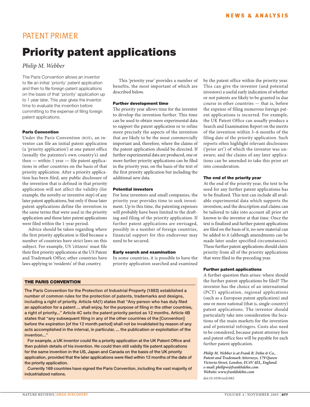 Priority Patent Applications Philip M