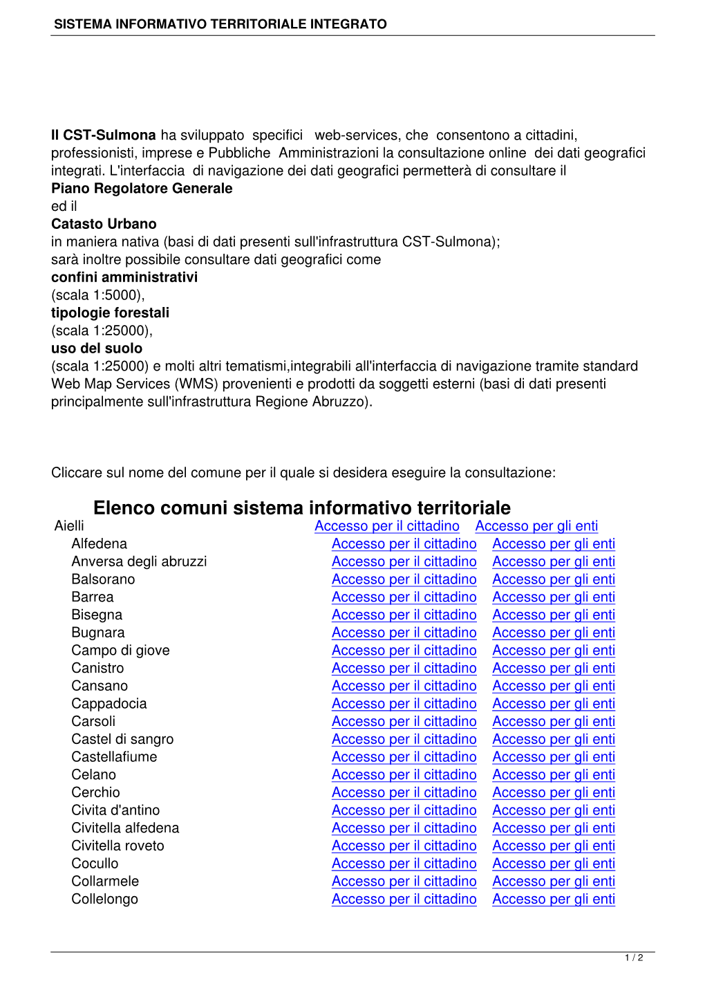 Sistema Informativo Territoriale Integrato