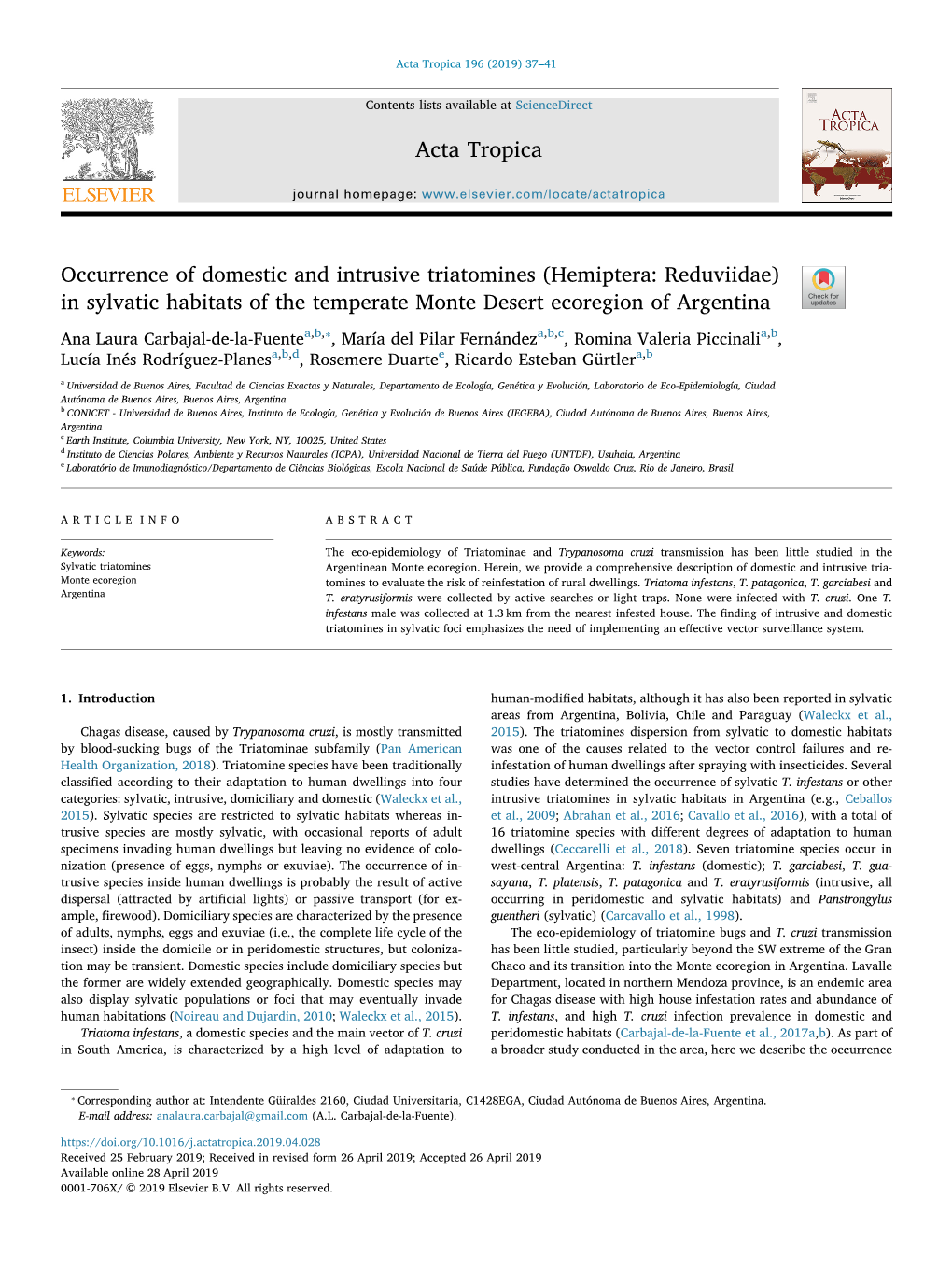 Occurrence of Domestic and Intrusive Triatomines