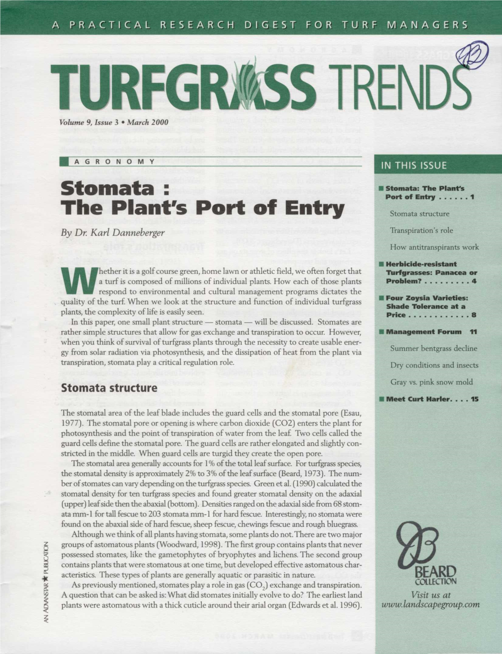 Stomata: the Plant's Stornata : Port of Entry 1 the Plant's Port of Entry Stomata Structure by Dr