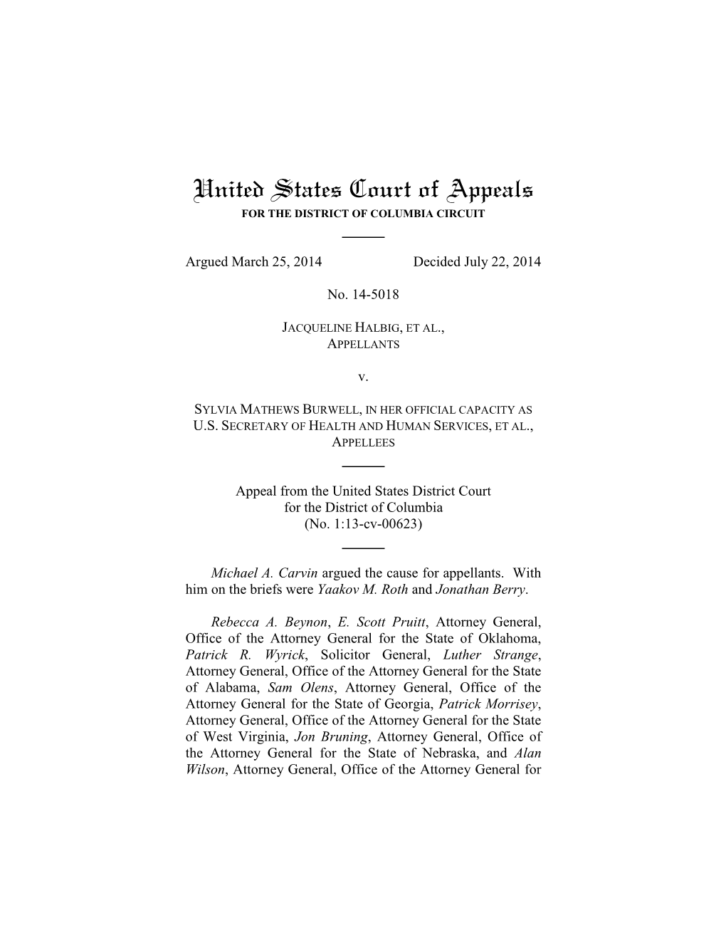 Halbig, Et Al., Appellants