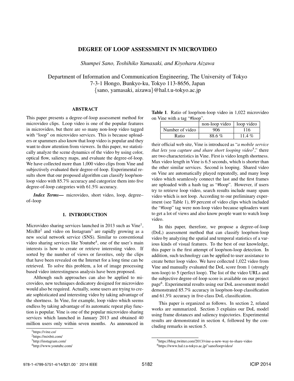 Degree of Loop Assessment in Microvideo