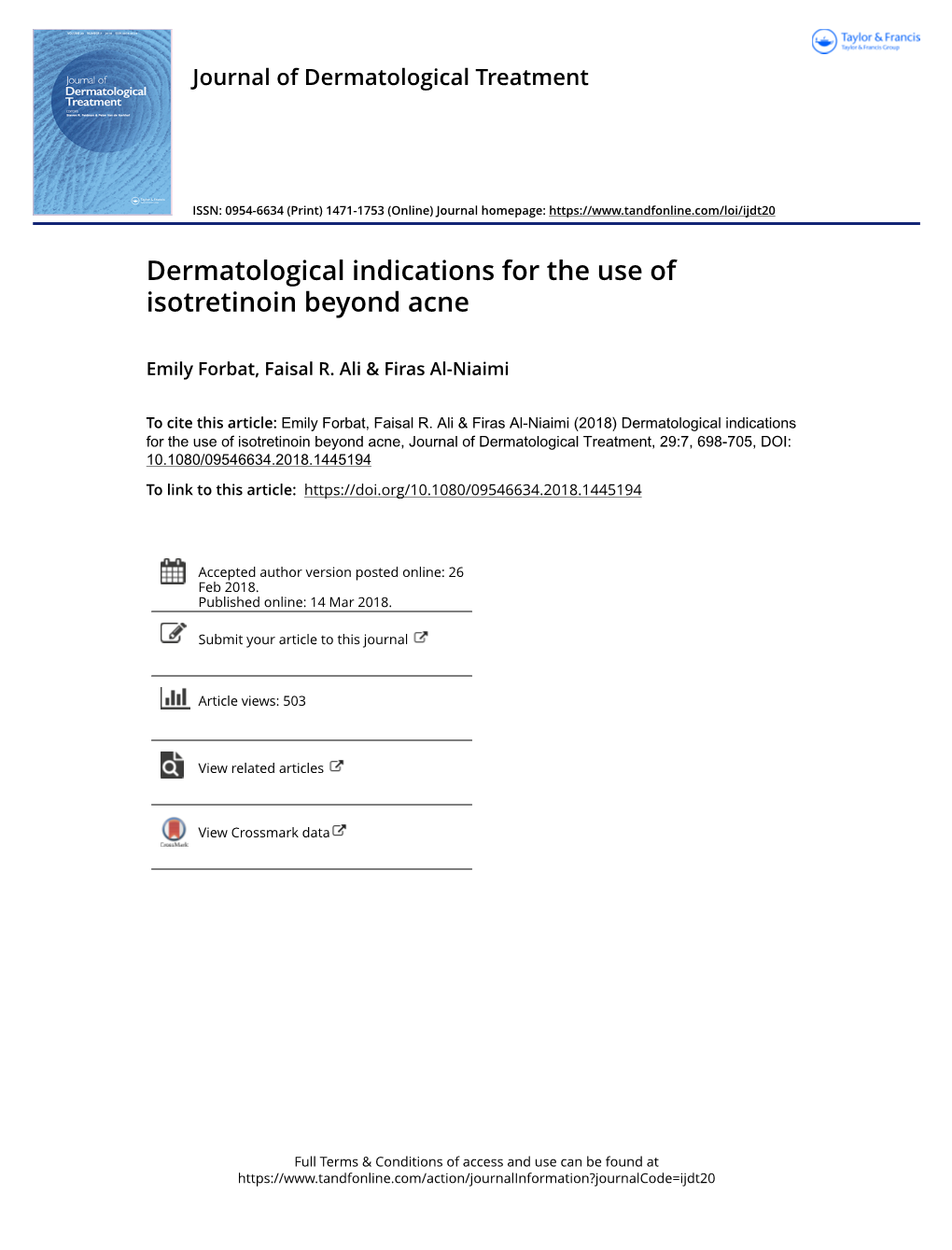 Dermatological Indications for the Use of Isotretinoin Beyond Acne