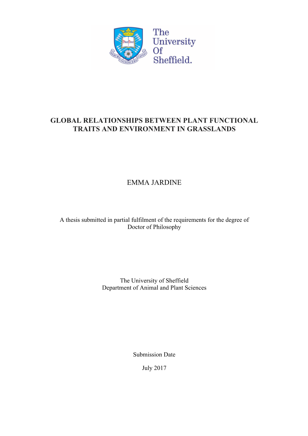 Global Relationships Between Plant Functional Traits and Environment in Grasslands