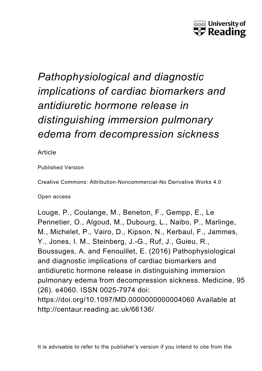 Pathophysiological and Diagnostic Implications of Cardiac Biomarkers