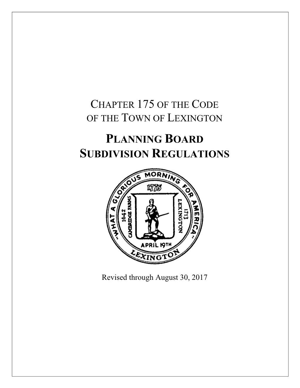 Planning Board Subdivision Regulations