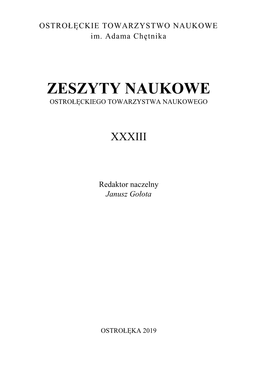 Zeszyty Naukowe Ostrołęckiego Towarzystwa Naukowego