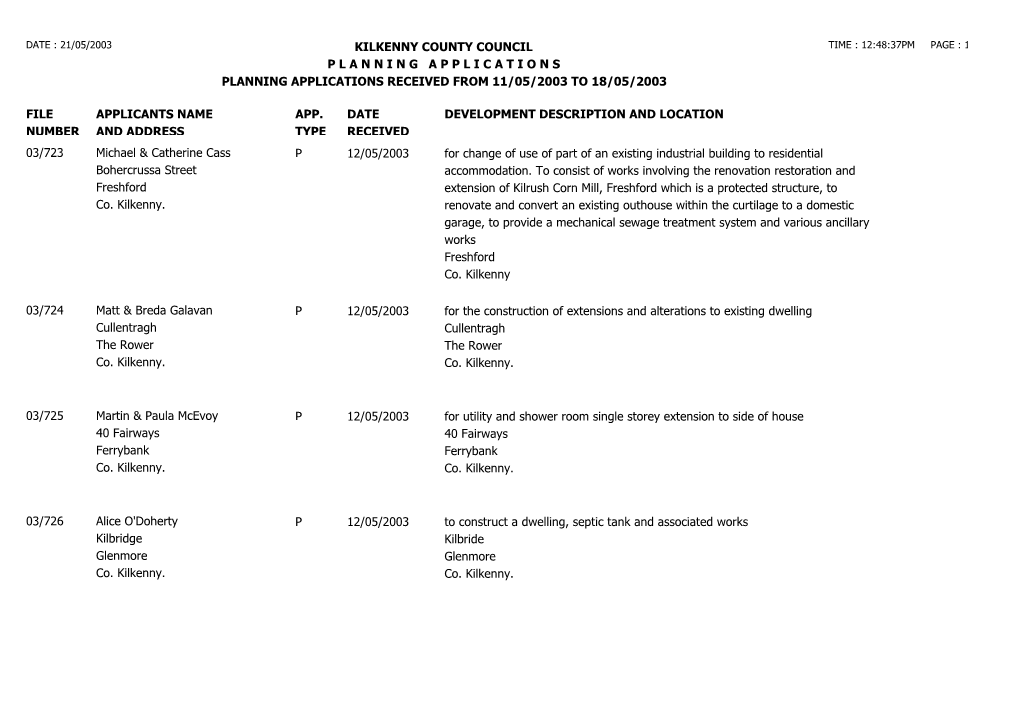 File Number Kilkenny County Council