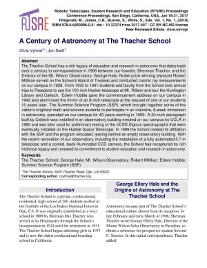 A Century of Astronomy at the Thacher School