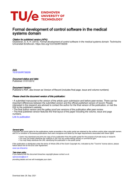 Formal Development of Control Software in the Medical Systems Domain