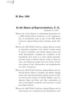 H. Res. 1361 in the House of Representatives, U