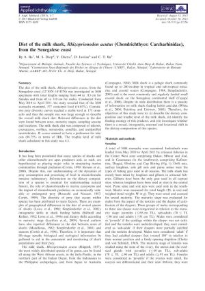 Diet of the Milk Shark, Rhizoprionodon Acutus (Chondrichthyes: Carcharhinidae), from the Senegalese Coast by A