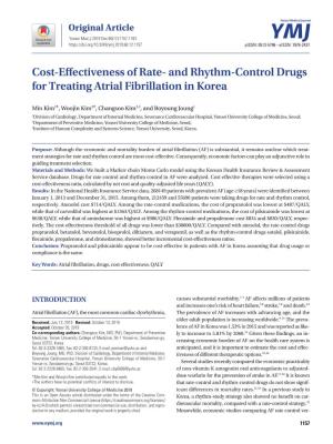 Cost-Effectiveness of Rate- and Rhythm-Control Drugs for Treating Atrial Fibrillation in Korea