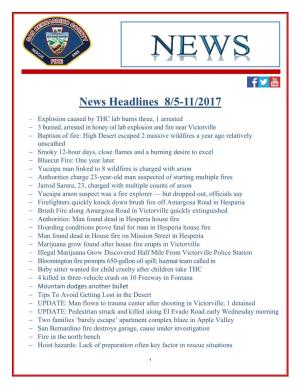 News Headlines 8/5-11/2017