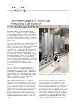 Automated Cleaning-In-Place Crucial for Beverage Plant Operation Coca-Cola Beverages, Czech Republic Case Story