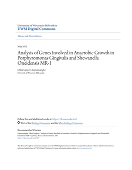 Analysis of Genes Involved in Anaerobic Growth In