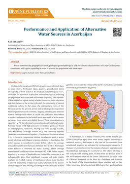 Performance and Application of Alternative Water Sources in Azerbaijan