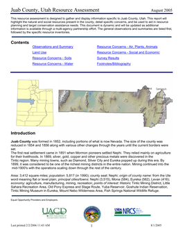 Juab County, Utah Resource Assessment August 2005