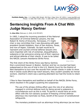 Sentencing Insights from a Chat with Judge Nancy Gertner