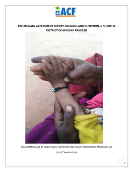 Preliminary Accessment Report on Wash and Nutrition in Sheopur District of Madhya Pradesh