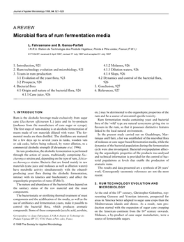 Microbial Flora of Rum Fermentation Media