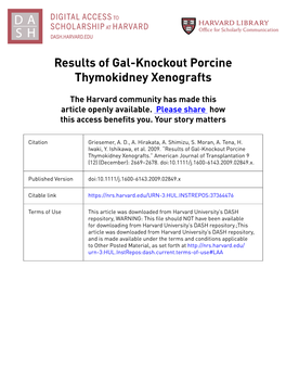 Results of Gal-Knockout Porcine Thymokidney Xenografts