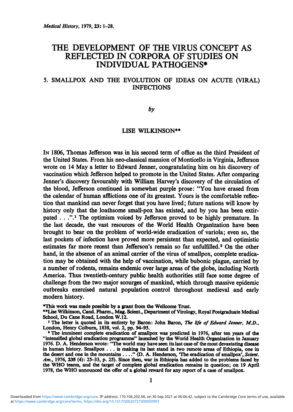 The Development of the Virus Concept As Reflected in Corpora of Studies on Individual Pathogens* 5