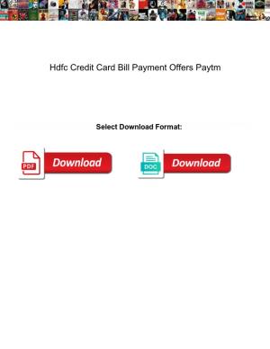 Hdfc Credit Card Bill Payment Offers Paytm