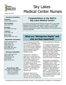 Sky Lakes Medical Center Nurses August 14, 2012