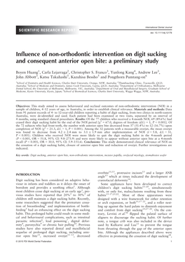 Influence of Non-Orthodontic Intervention on Digit Sucking and Consequent Anterior Open Bite: a Preliminary Study