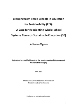 Learning from Three Schools in Education for Sustainability (Efs): a Case for Reorienting Whole-School Systems Towards Sustainable Education (SE)