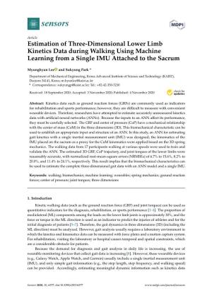 Estimation of Three-Dimensional Lower Limb Kinetics Data During Walking Using Machine Learning from a Single IMU Attached to the Sacrum