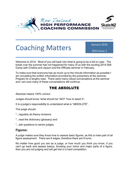 Coaching Matters 2014 Issue 1