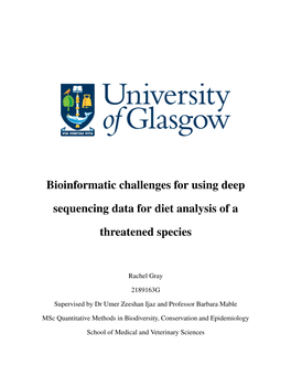 Bioinformatic Challenges for Using Deep Sequencing Data for Diet Analysis of a Threatened Species
