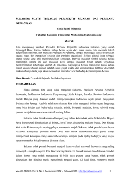 Sukarno: Suatu Tinjauan Perspektif Sejarah Dan Perilaku Organisasi