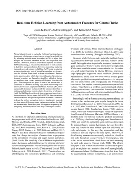 Real-Time Hebbian Learning from Autoencoder Features for Control Tasks